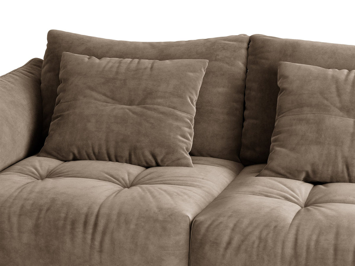 Modulares Sofa Bloom Modul von Micadoni in Leichtes Beige mit Casino-Stoffbezug aus Velours und schwarzen Kunststoffbeinen.