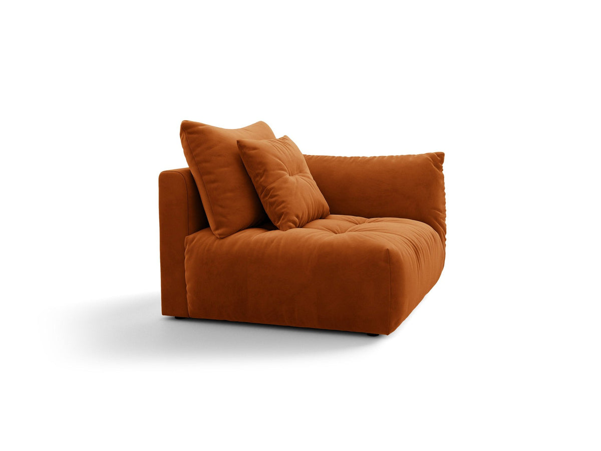Modulares Sofa Bloom Modul von Micadoni in Leichtes Beige mit Casino-Stoffbezug aus Velours und schwarzen Kunststoffbeinen.