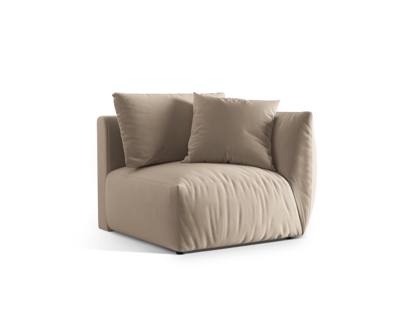 Elegantes Chris Velour Modul rechts 1 Sitzer in Ecru-Casino, ideal für stilvolle Wohnräume. Teil der modularen Sofaserie von Micadoni.