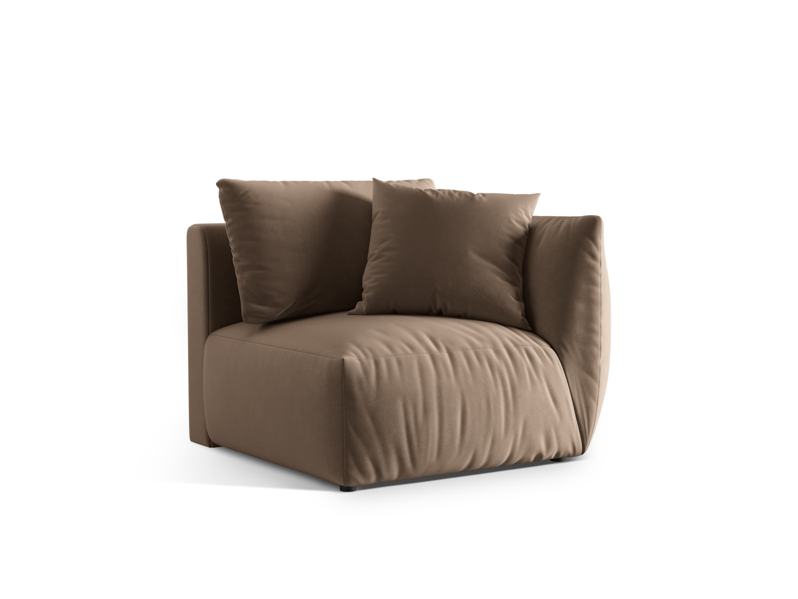 Elegantes Chris Velour Modul rechts 1 Sitzer in sanftem Braun, ideal für stilvolle Wohnräume. Teil der vielseitigen Sofaserie von Micadoni.