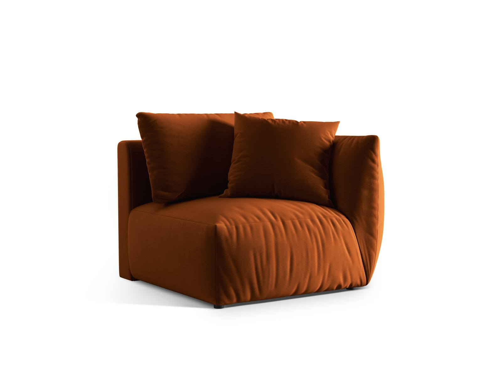 Elegantes Chris Velour Modul rechts 1 Sitzer in warmem Terracotta, ideal für individuelles Sofa-Design von Micadoni.