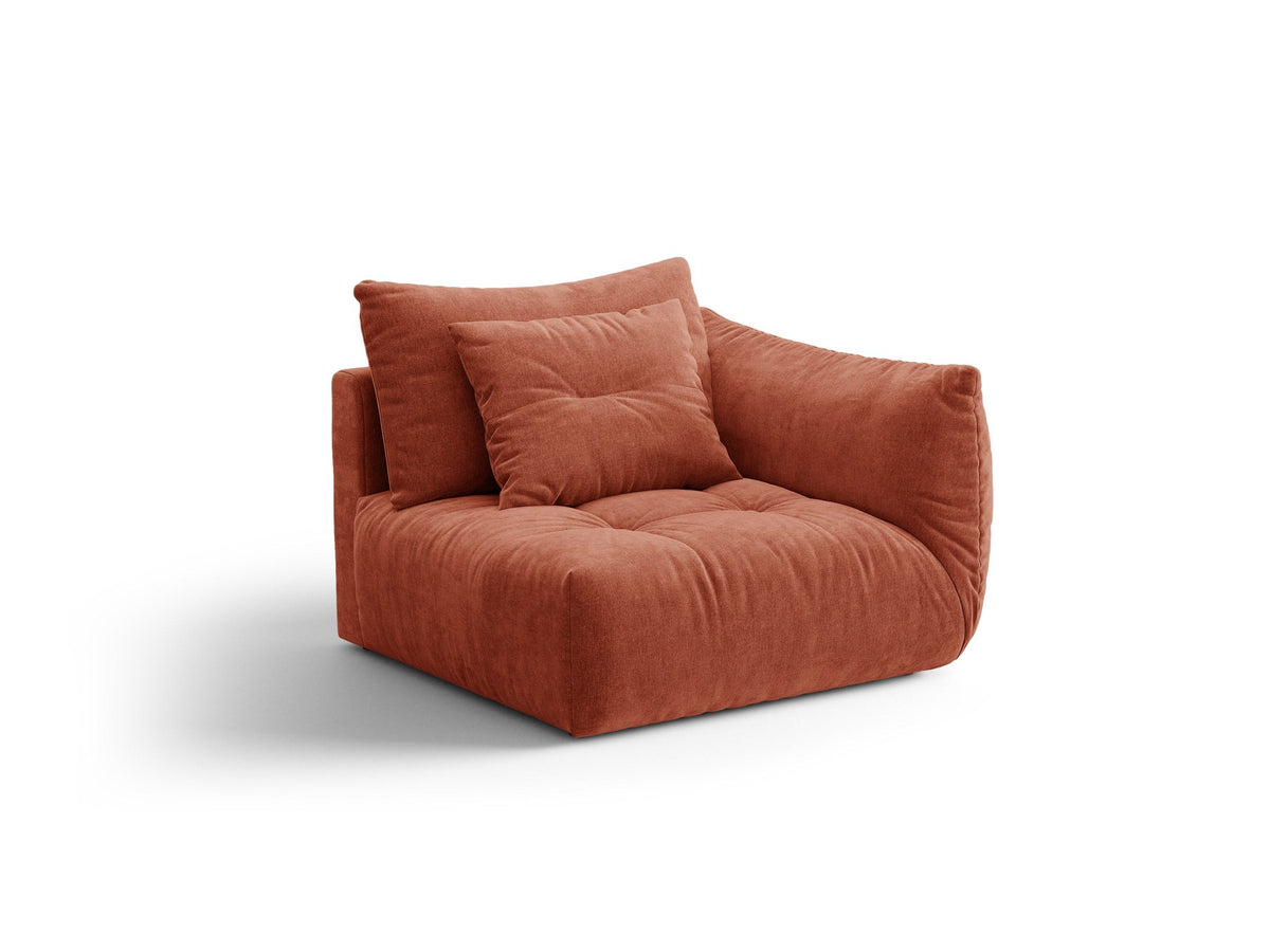Modulares Sofa Bloom Modul von Micadoni in Leichtes Beige mit Casino-Stoffbezug aus Velours und schwarzen Kunststoffbeinen.