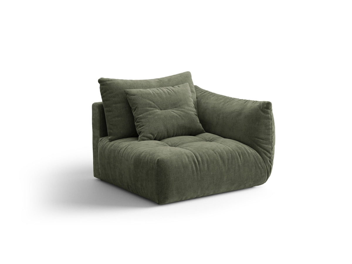 Modulares Sofa Bloom Modul von Micadoni in Leichtes Beige mit Casino-Stoffbezug aus Velours und schwarzen Kunststoffbeinen.