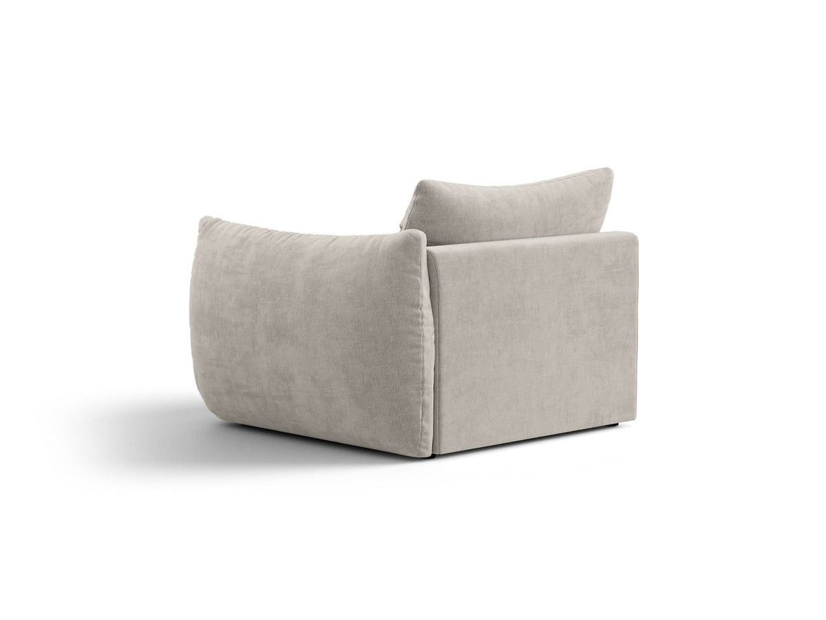 Modulares Sofa Bloom Modul von Micadoni in Leichtes Beige mit Casino-Stoffbezug aus Velours und schwarzen Kunststoffbeinen.