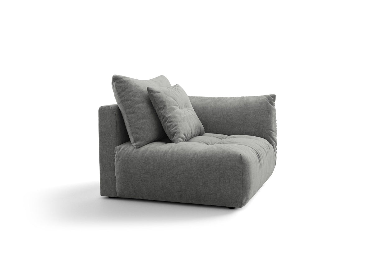 Modulares Sofa Bloom Modul von Micadoni in Leichtes Beige mit Casino-Stoffbezug aus Velours und schwarzen Kunststoffbeinen.