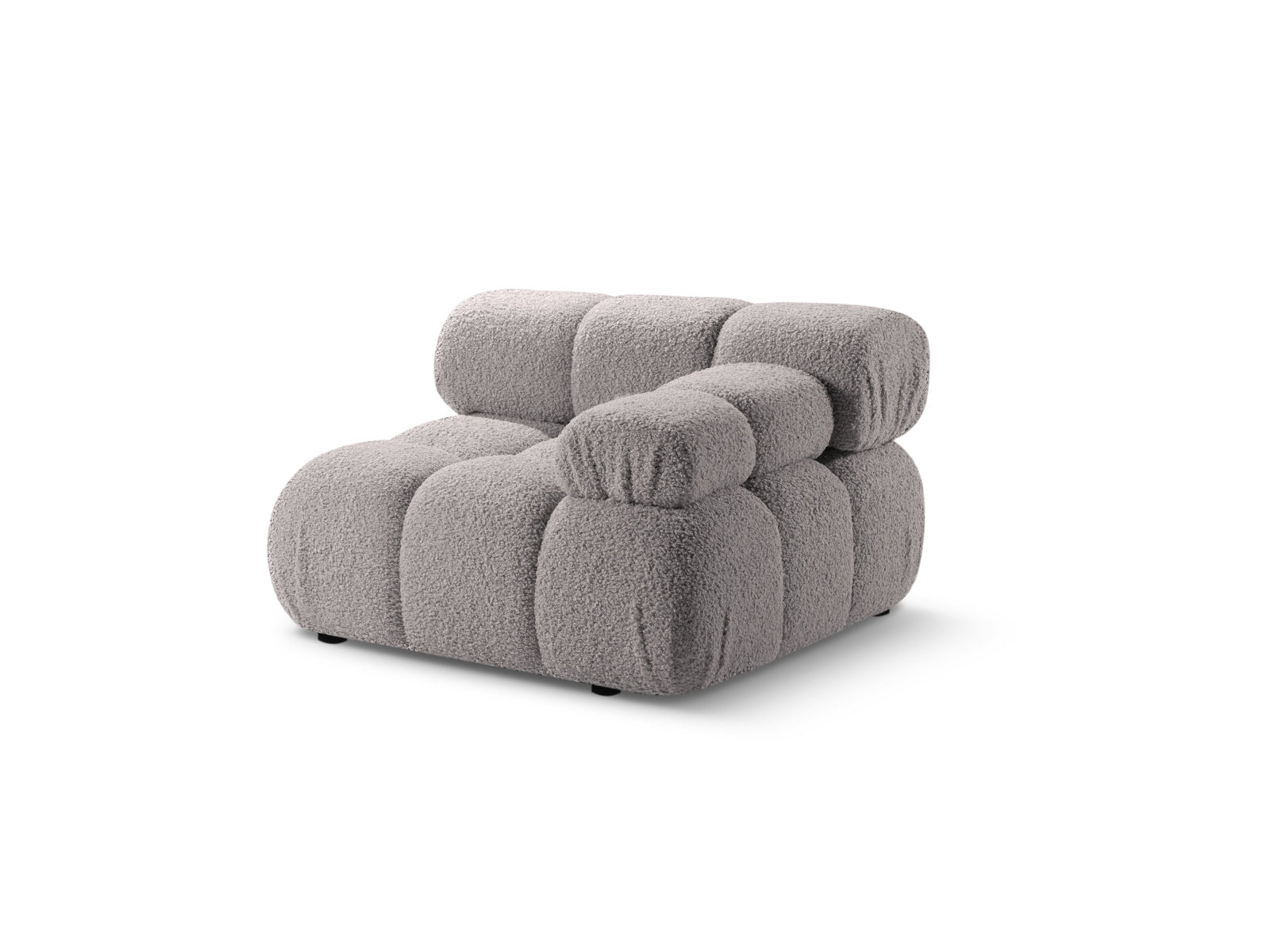 Elegantes Bellis Boucle Modul rechts 1 Sitzer in hellem Grau, ideal für individuelles Sofa-Design von Micadoni.