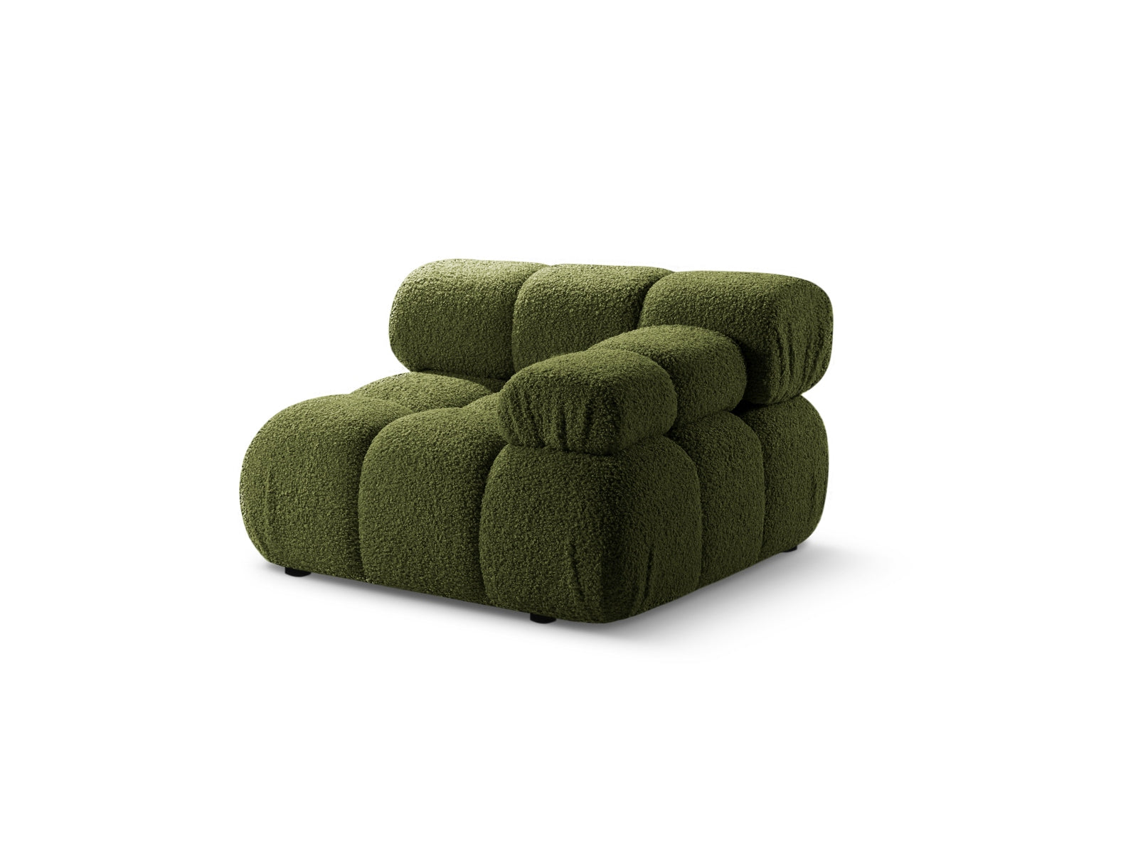 Elegantes Bellis Boucle Modul rechts 1 Sitzer in sanftem Grün, ideal für individuelles Wohndesign und stilvolle Einrichtung.