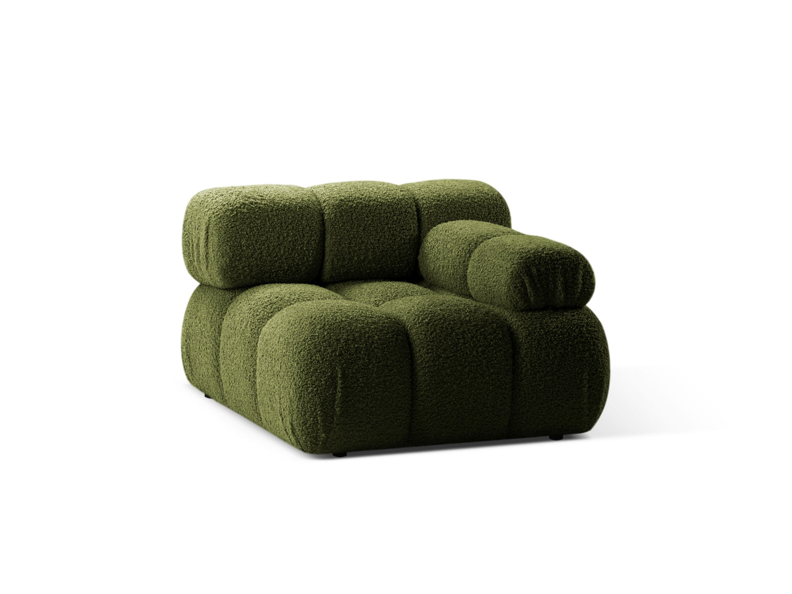 Rechtsseitiges Bellis Boucle Modul 1 Sitzer in zartem Grün, perfekt für kreative Raumgestaltungen und moderne Wohnkonzepte.
