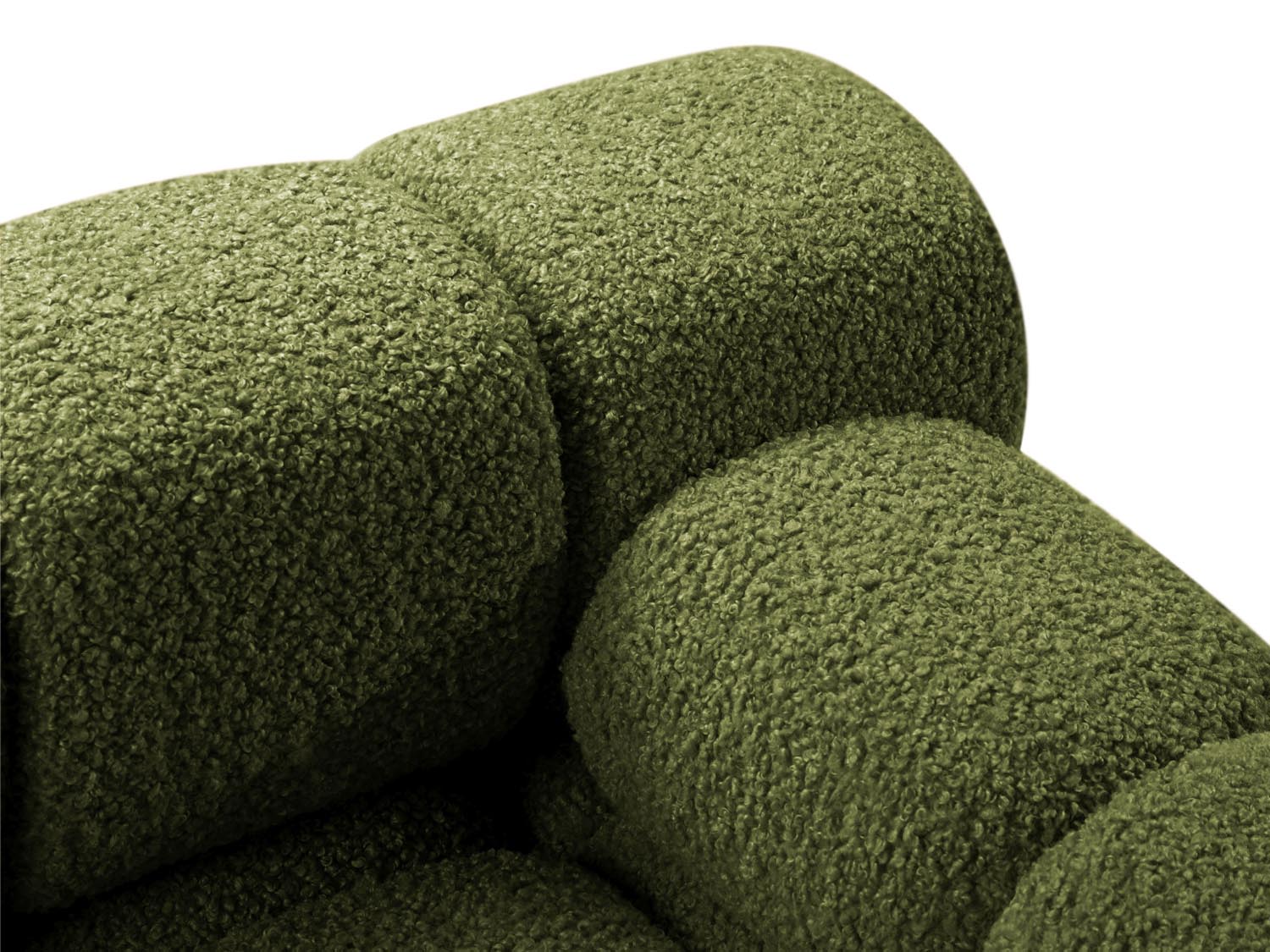 Stylisches Bellis Boucle Modul 1 Sitzer in zartem Grün, perfekt für moderne Wohnkonzepte und kreative Raumgestaltungen.