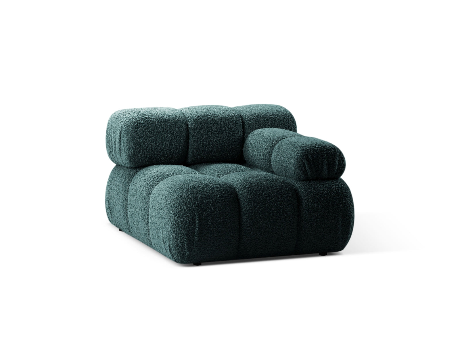 Stylisches Bellis Boucle Modul rechts, 1-Sitzer in Petrol, perfekt für kreative Sofa-Kombinationen von Micadoni, erhältlich bei KAQTU.