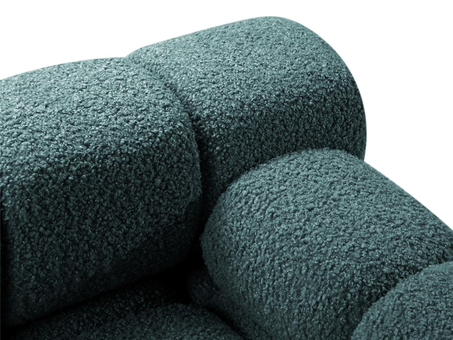Stylisches Bellis Boucle Modul rechts, 1-Sitzer in modernem Petrol, perfekt für kreative und flexible Sofa-Kombinationen von Micadoni.