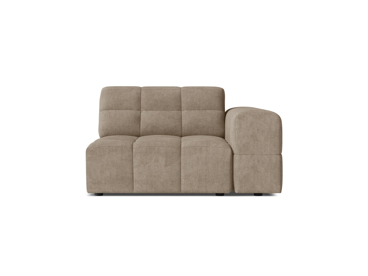 Modulares Sofa Jennifer von Micadoni in leichtem Beige mit Eden-Stoff, schwarzen Kunststoffbeinen und rechter Ausrichtung.