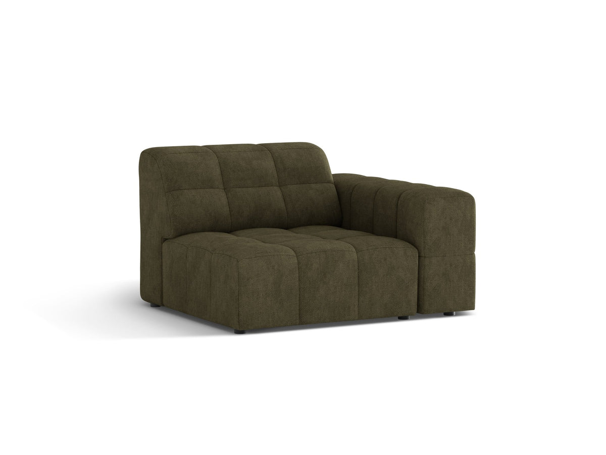 Modulares Sofa Jennifer von Micadoni in leichtem Beige mit Eden-Stoff, schwarzen Kunststoffbeinen und rechter Ausrichtung.