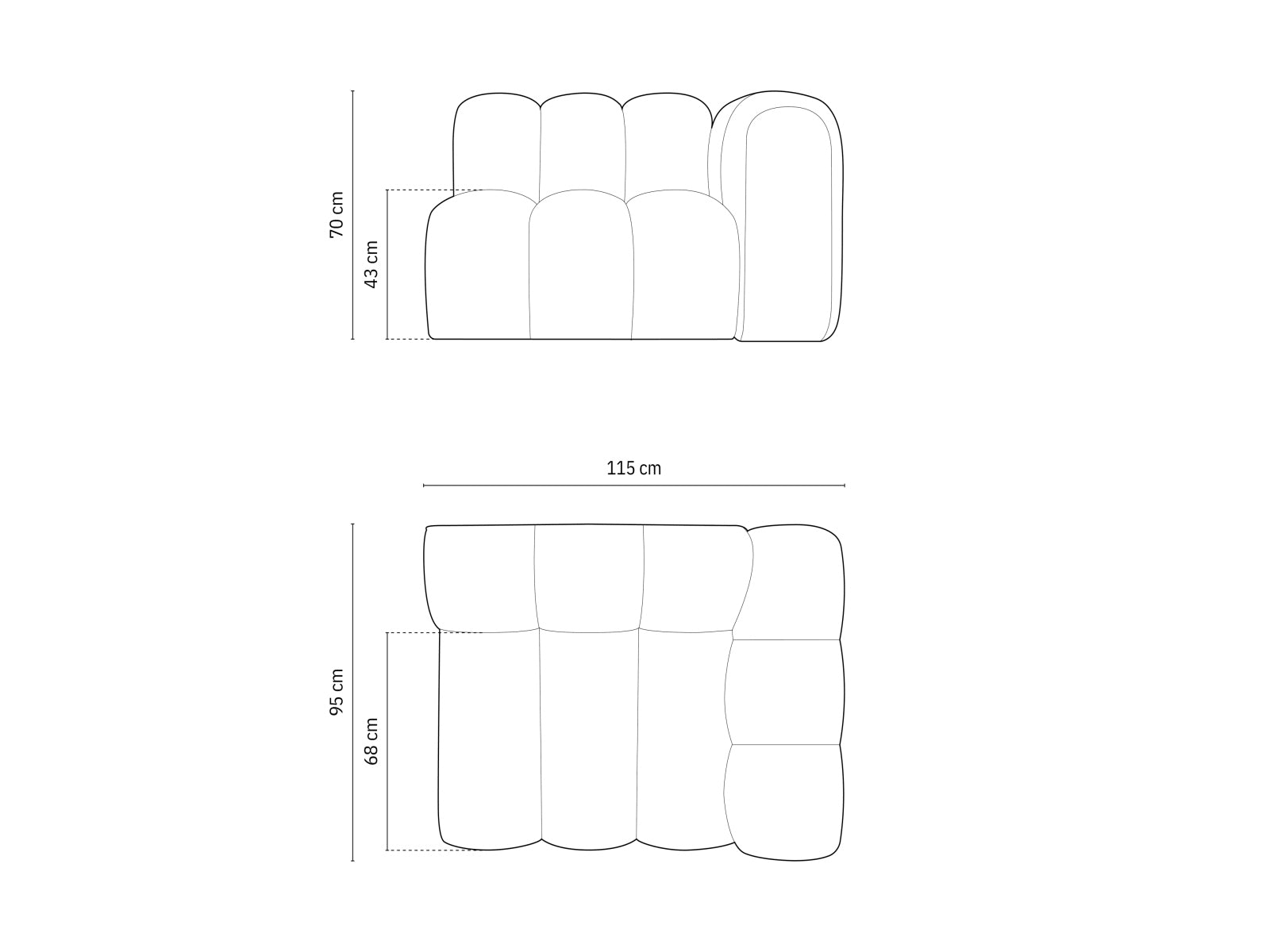 Rechtsseitiges 1-Sitzer Modul des Lupine Sofas in stilvollem Navy Blue-Eden, perfekt für kreative Raumgestaltungen und modernes Wohnen.
