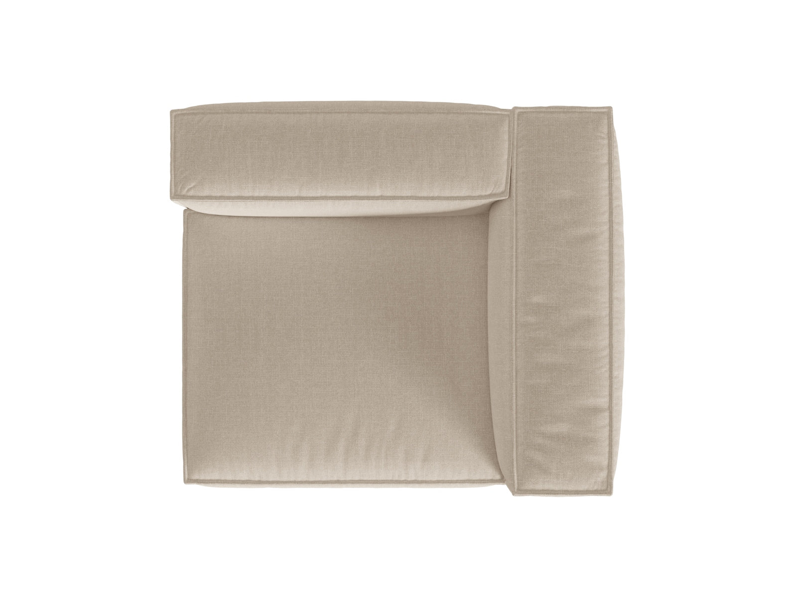 Stylisches 1-Sitzer Sofa rechts Nuria in zartem Beige, perfekt für zeitgemäße Einrichtungsideen. Teil der flexiblen Modular-Serie von Micadoni.