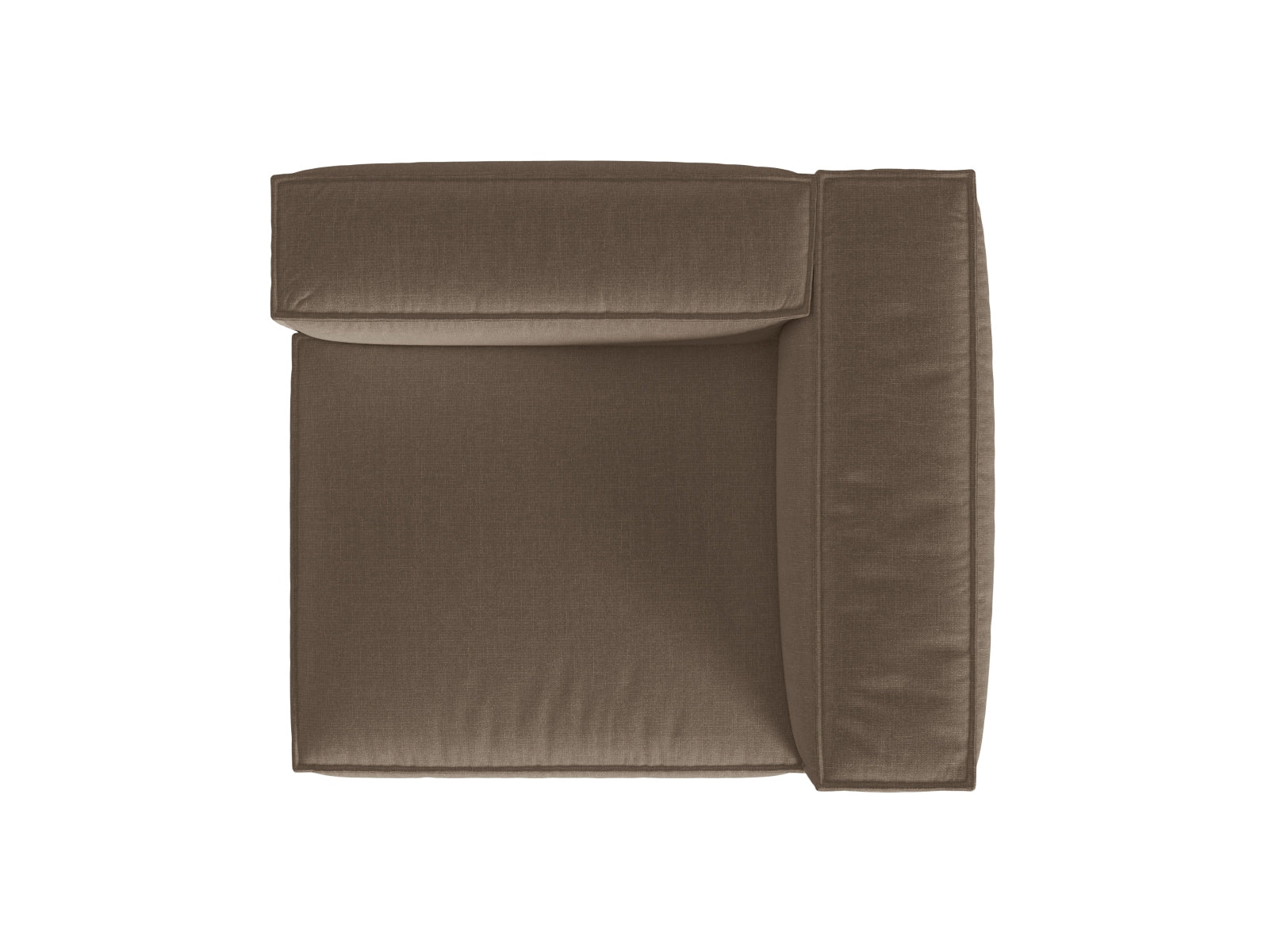 Stylisches 1-Sitzer Sofa rechts Nuria in sanftem Cappuccino, perfekt für kreative Raumgestaltungen und gemütliche Wohnambiente.