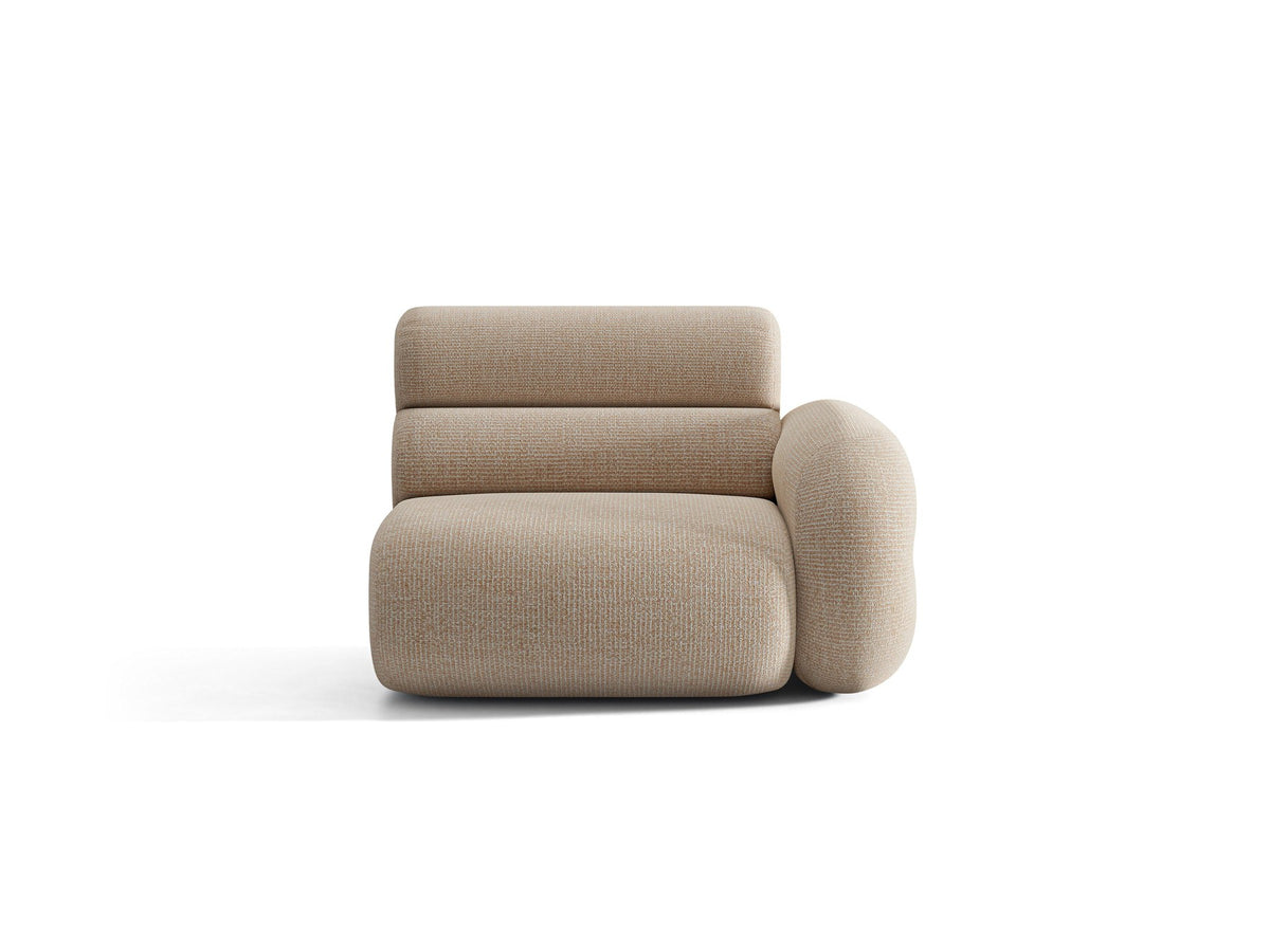 Modulares Sofa Neo von Micadoni in dunklem Olivgrün mit Baloo-Stoffbezug, hoher Rückenlehne und schwarzen Kunststoffbeinen.