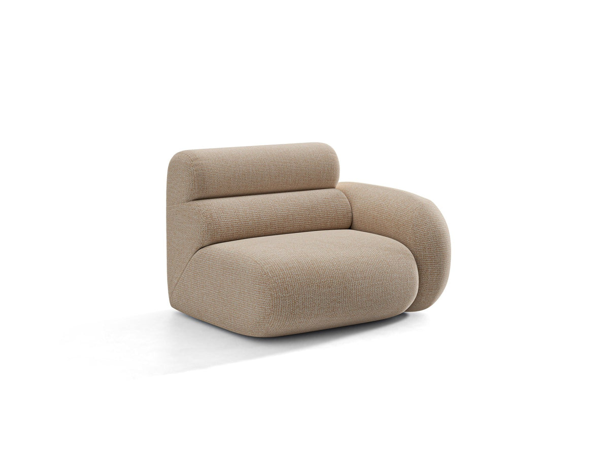 Modulares Sofa Neo von Micadoni in dunklem Olivgrün mit Baloo-Stoffbezug, hoher Rückenlehne und schwarzen Kunststoffbeinen.