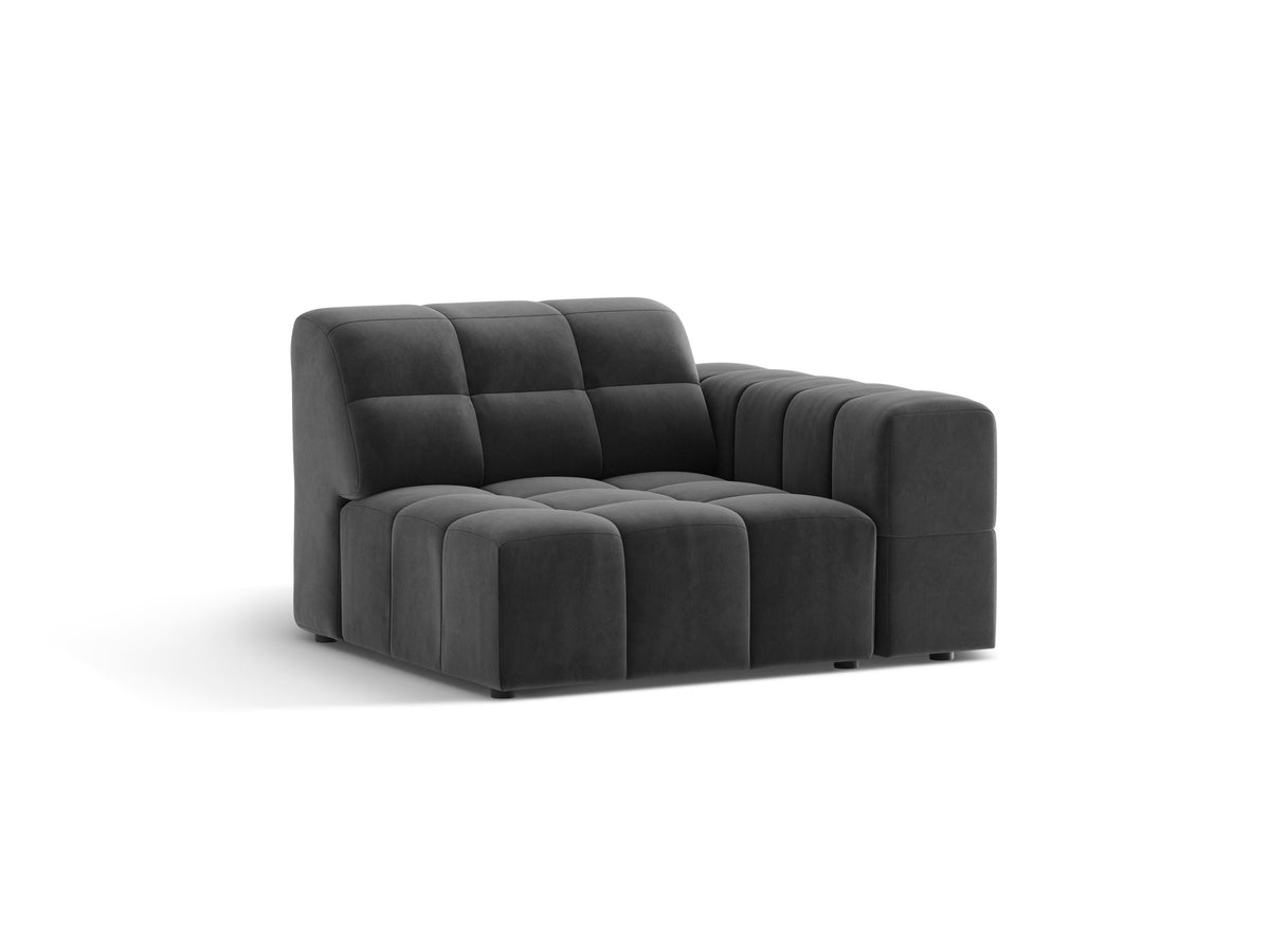 Modulares Sofa Jennifer von Micadoni in leichtem Beige mit Eden-Stoff, schwarzen Kunststoffbeinen und rechter Ausrichtung.