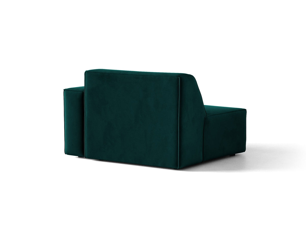 Modulares Sofa Jodie von Micadoni in leichtem Beige mit Venus-Samtstoff, schwarzen Kunststoffbeinen und rechtsseitiger Ausrichtung.