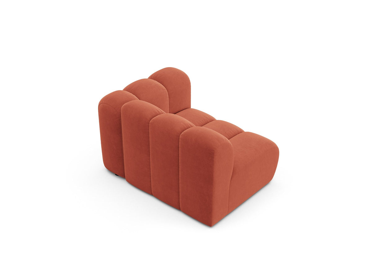 Produktfoto des Lupine Einsitzers von Micadoni: modulares Sofa mit beigem Venus-Stoffbezug und schwarzen Kunststoffbeinen.