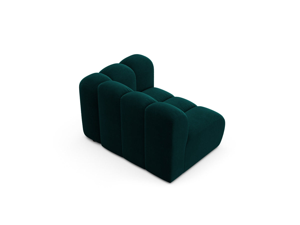 Produktfoto des Lupine Einsitzers von Micadoni: modulares Sofa mit beigem Venus-Stoffbezug und schwarzen Kunststoffbeinen.