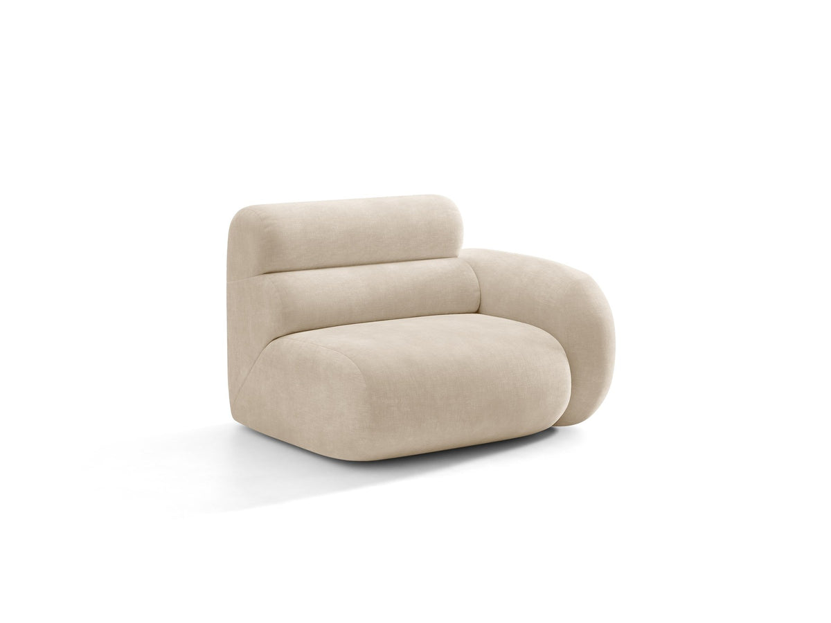 Modulares Sofa Neo von Micadoni in dunklem Olivgrün mit Baloo-Stoffbezug, hoher Rückenlehne und schwarzen Kunststoffbeinen.