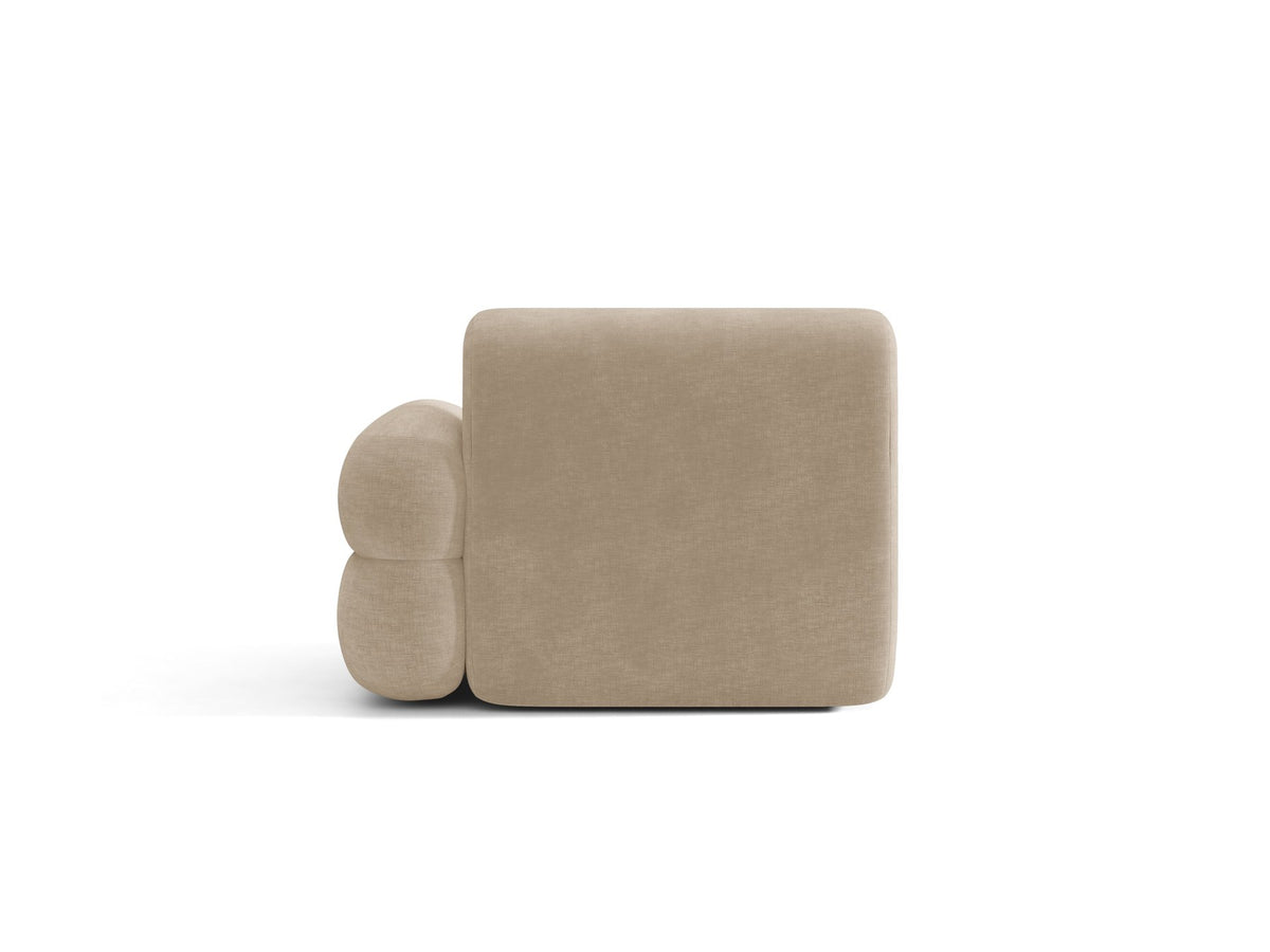 Modulares Sofa Neo von Micadoni in dunklem Olivgrün mit Baloo-Stoffbezug, hoher Rückenlehne und schwarzen Kunststoffbeinen.