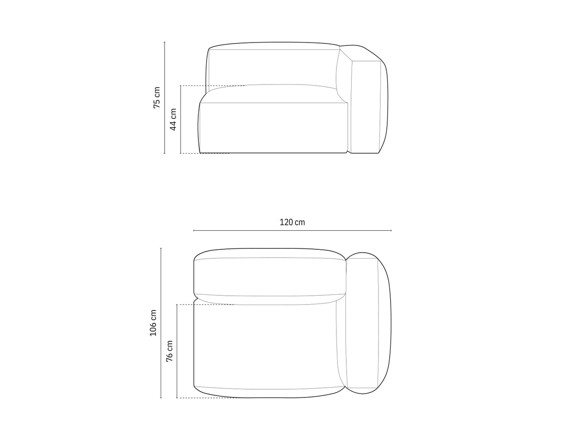 1-Sitzer Sofa Martina Wide rechts in Cappuccino-Monet präsentiert im Onlineshop von KAQTU Design AG. Modulares Sofa ist von Micadoni