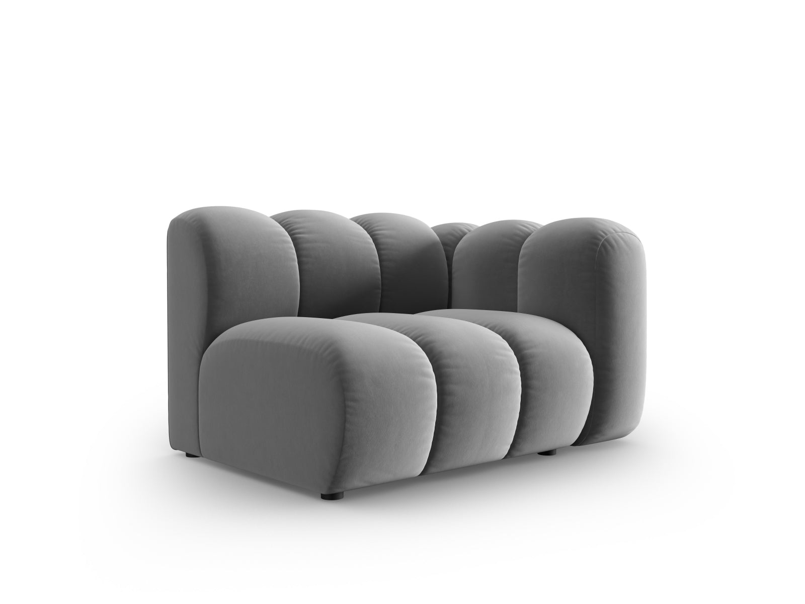 Elegantes Lupine Velour Modul für ein 1-Sitzer Sofa in Grau, ideal für individuelle Wohnraumgestaltungen und modernes Design.