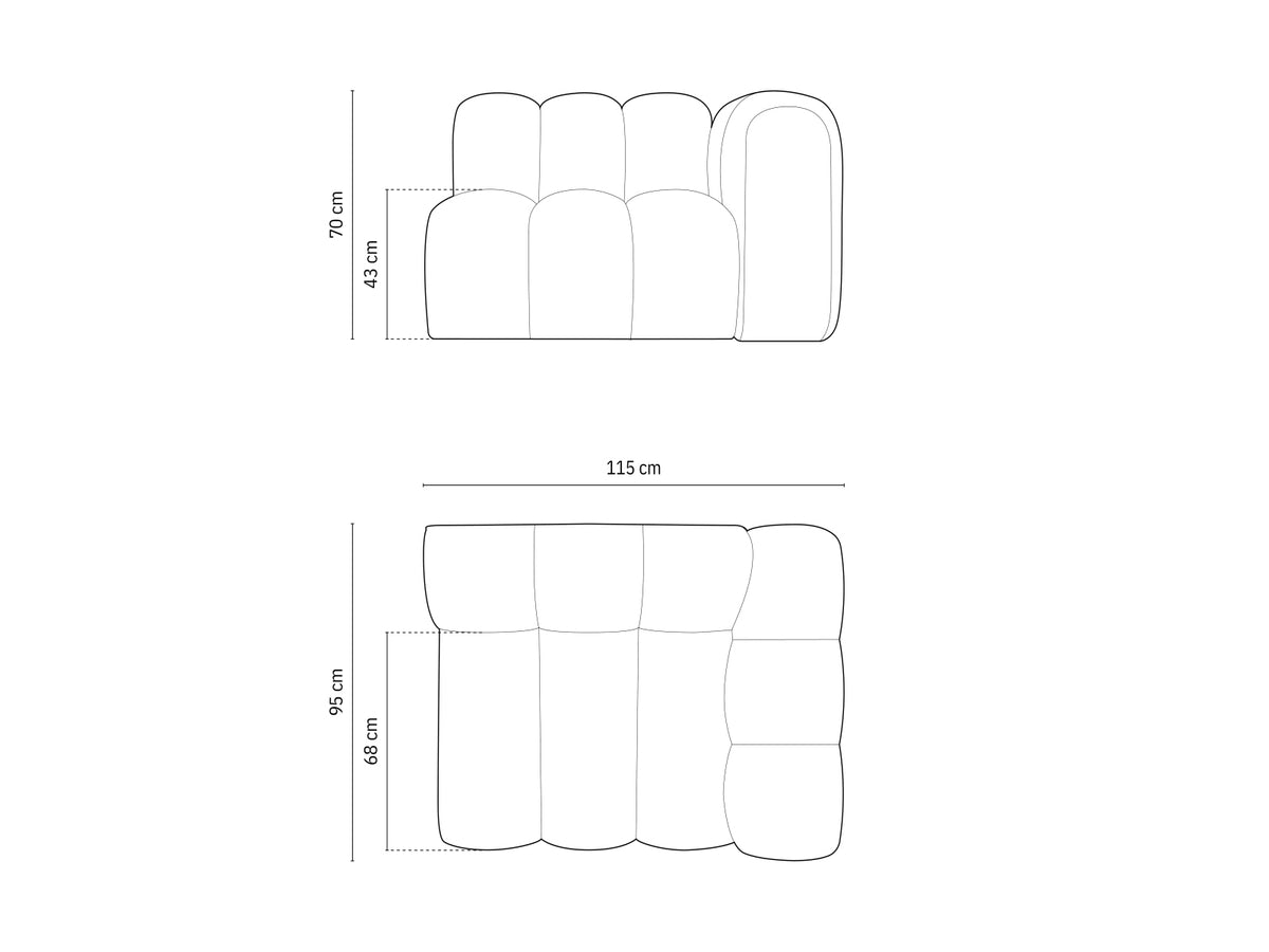 Lupine Velour Modul rechts 1 Sitzer in Black-Salvador präsentiert im Onlineshop von KAQTU Design AG. Modulares Sofa ist von Micadoni