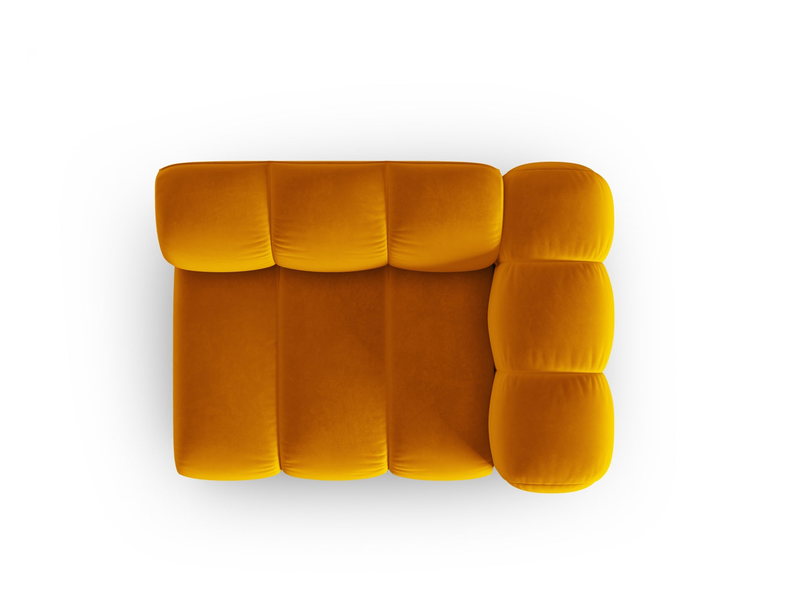 Elegantes, gelbes Velour-Modul für das Micadoni modulare Sofa, ideal für kreative Wohnkonzepte und gemütliche Sitzgelegenheiten.