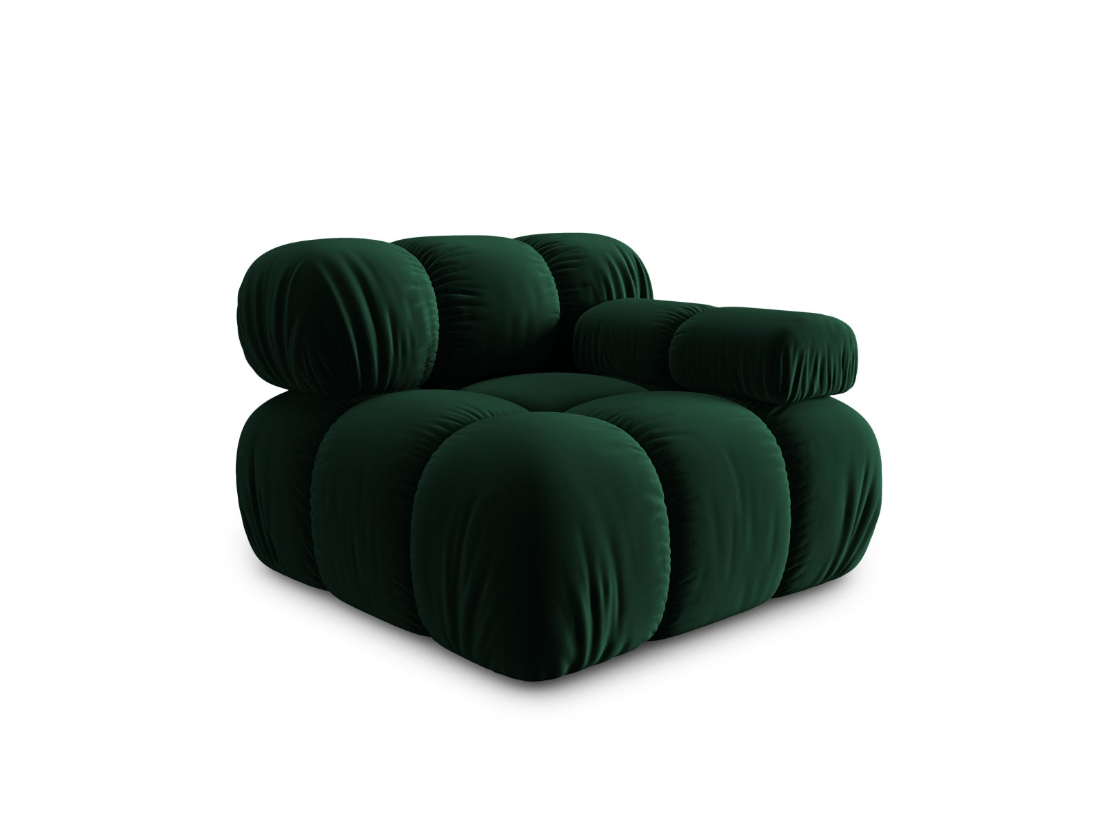 Stylisches Bellis Velour Modul rechts 1 Sitzer in tiefem Bottle Green-Bluvel, perfekt für ein modernes und elegantes Ambiente.
