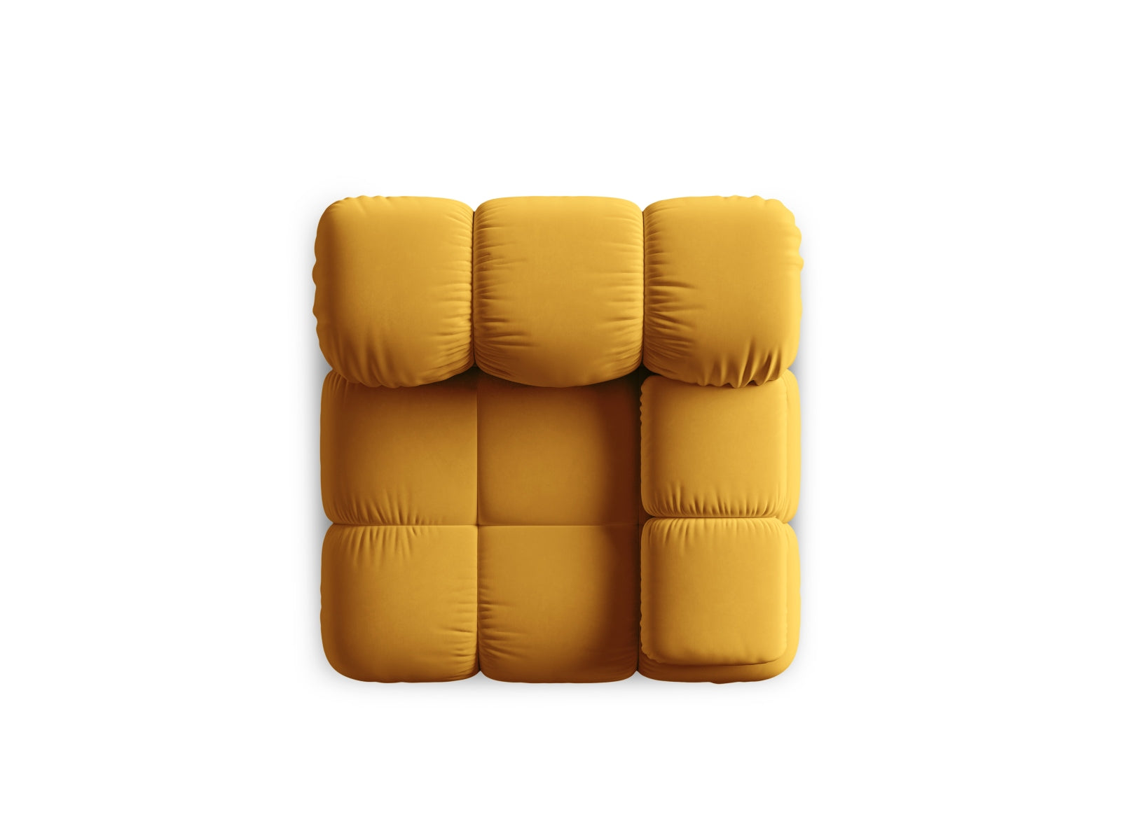 Elegantes Bellis Velour Modul rechts 1 Sitzer in modernem Gelb-Blau, ideal für stilvolle und flexible Wohnkonzepte.