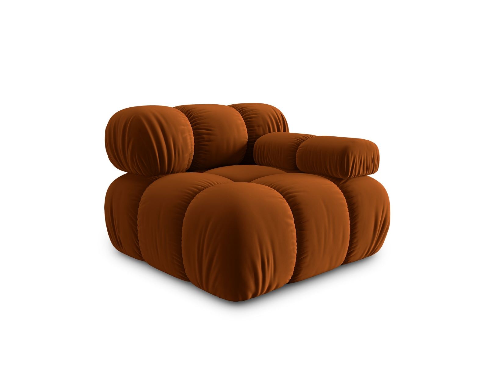 Stylisches Bellis Velour Modul rechts 1 Sitzer in sanftem Terracotta, perfekt für gemütliche und moderne Wohnkonzepte.