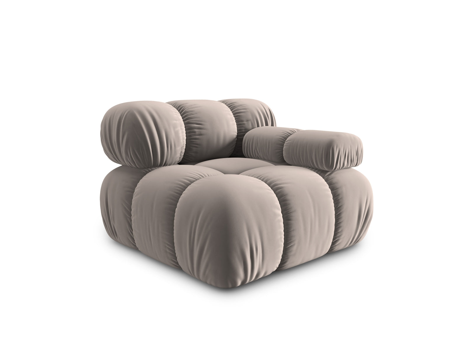 Stylischer Bellis Velour 1-Sitzer rechts in edlem Cappuccino-Bluvel, perfekt für kreative Sofa-Arrangements und gemütliche Wohnatmosphäre.