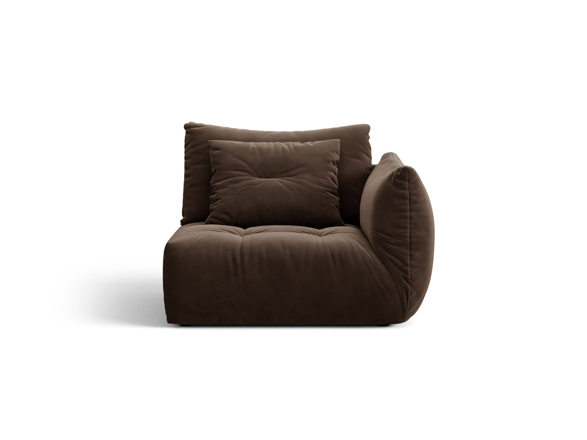 Modulares Sofa Bloom Modul von Micadoni in Leichtes Beige mit Casino-Stoffbezug aus Velours und schwarzen Kunststoffbeinen.