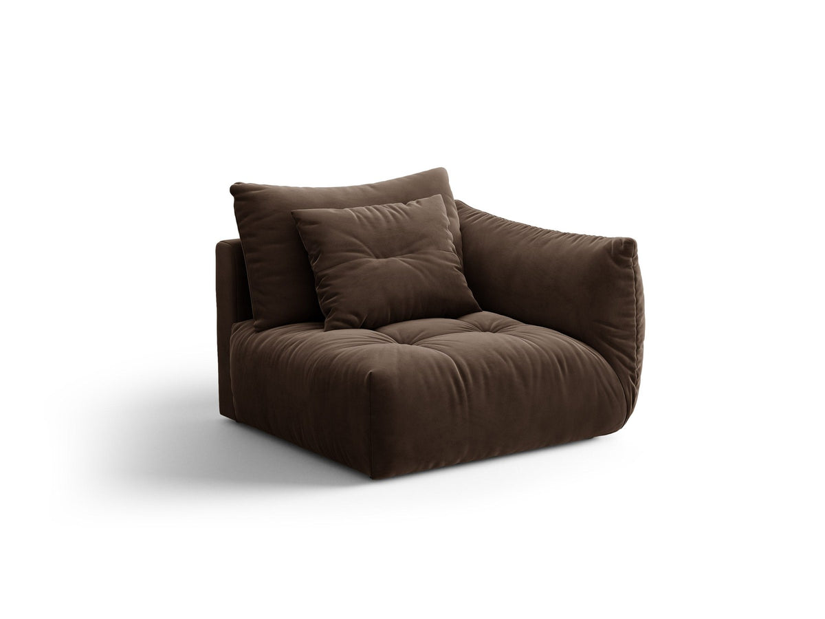 Modulares Sofa Bloom Modul von Micadoni in Leichtes Beige mit Casino-Stoffbezug aus Velours und schwarzen Kunststoffbeinen.