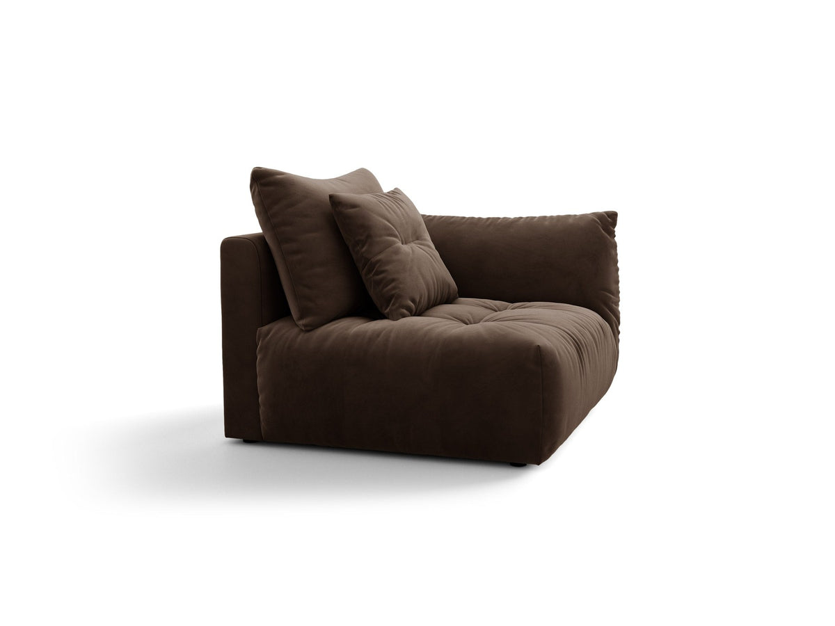 Modulares Sofa Bloom Modul von Micadoni in Leichtes Beige mit Casino-Stoffbezug aus Velours und schwarzen Kunststoffbeinen.