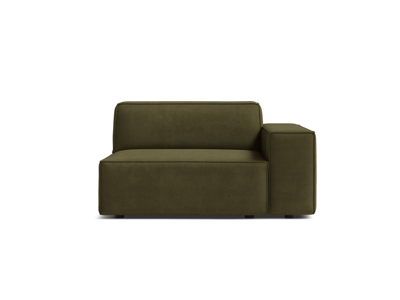Stylisches 1-Sitzer Modul Rechts Jodie in trendigem Green-Bluvel, perfekt für kreative Wohnideen und moderne Einrichtungskonzepte.