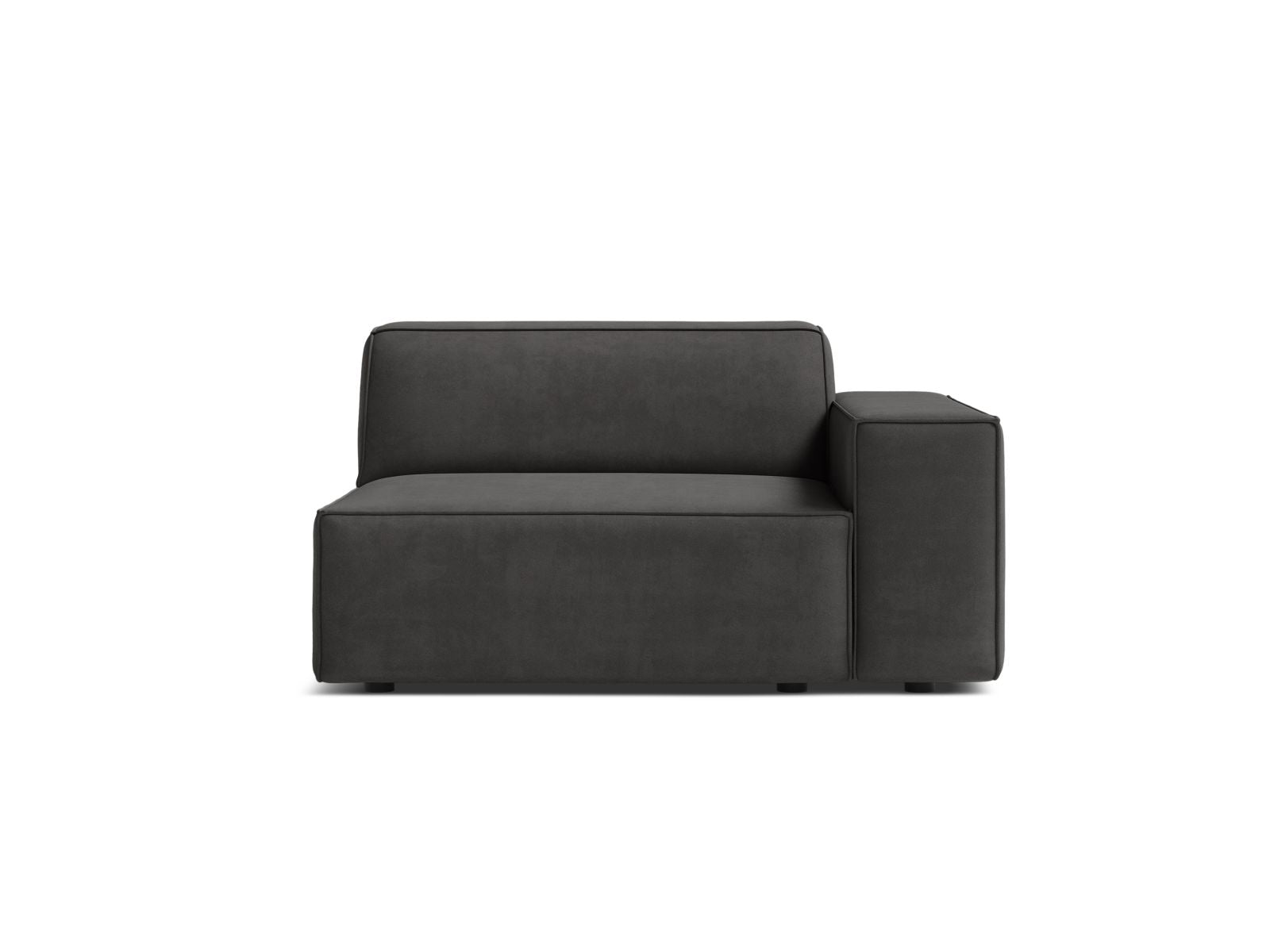 Stylisches 1-Sitzer Modul Rechts Jodie in zeitgemäßem Grau-Bluvel, perfekt für kreative Wohnlösungen und geschmackvolle Einrichtungsideen.