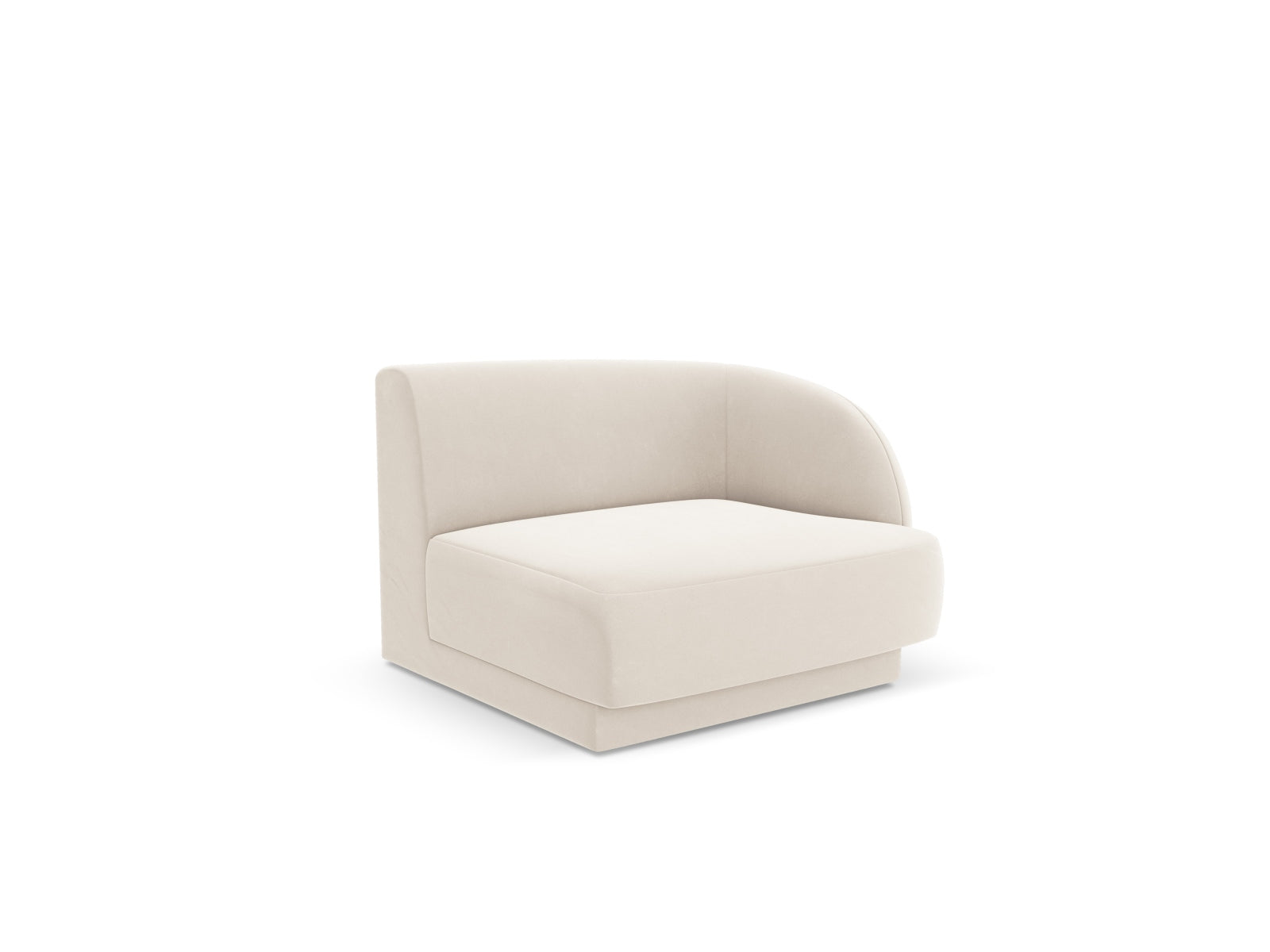 Elegantes Miley Velour Modul rechts 1 Sitzer in sanftem Beige, ideal für stilvolle Wohnräume und vielseitige Sofa-Kombinationen.