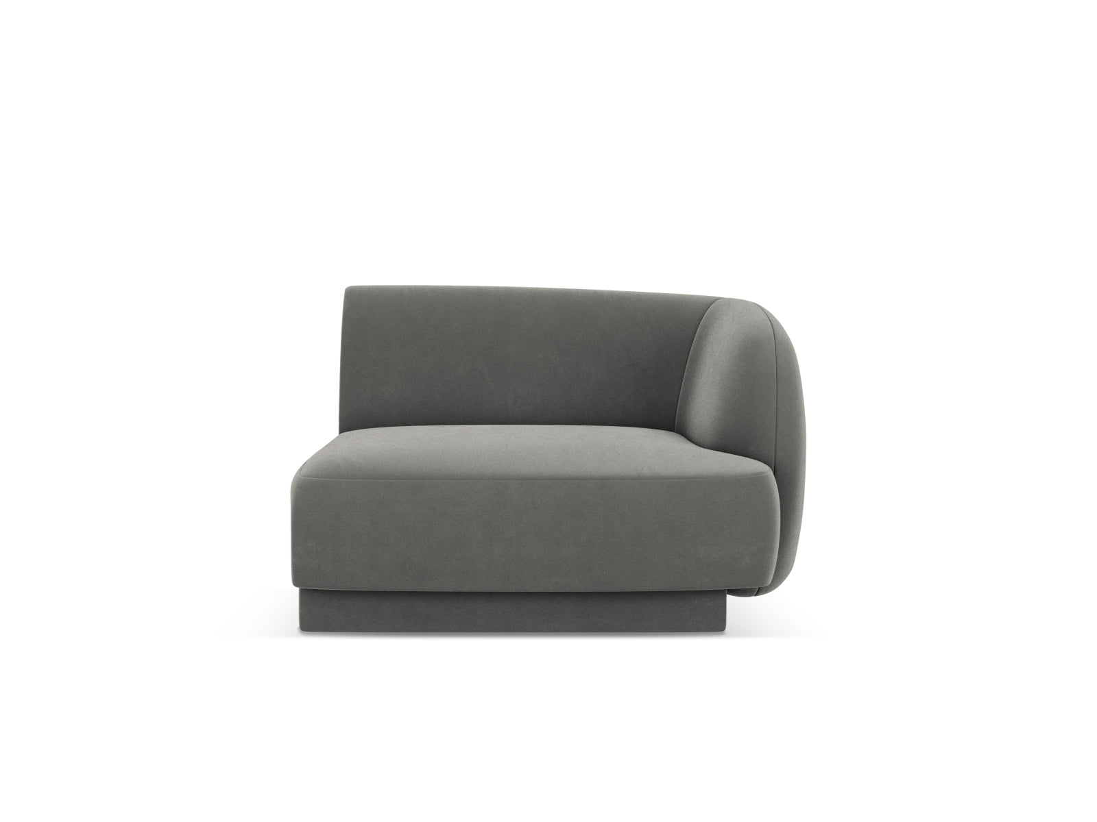 Miley Velour Modul rechts 1 Sitzer in Light Grey-Bluvel präsentiert im Onlineshop von KAQTU Design AG. Modulares Sofa ist von Micadoni