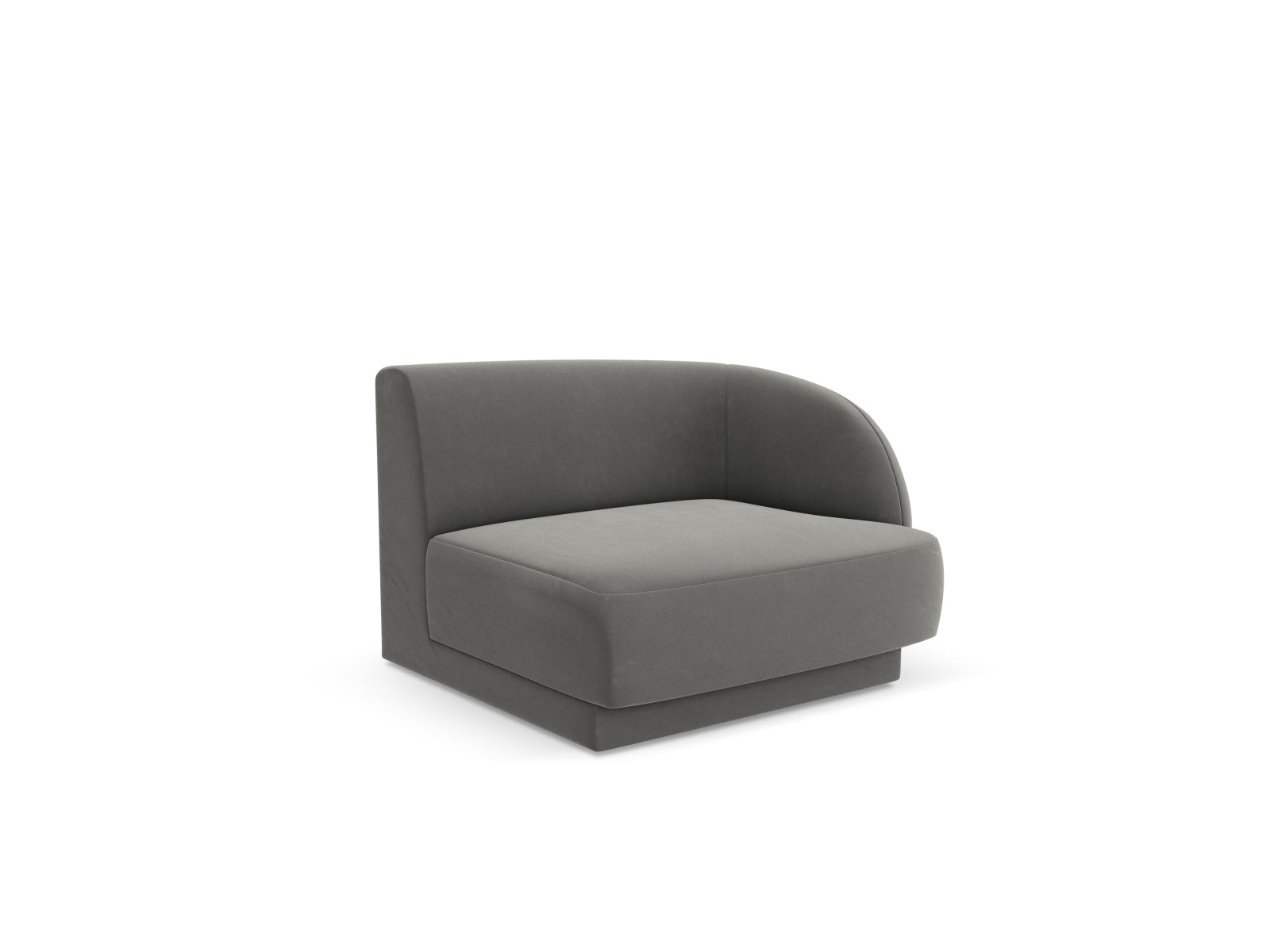 Elegantes Miley Velour Modul rechts 1 Sitzer in sanftem Grau-Blau, ideal für stilvolle Wohnräume und vielseitige Sofa-Kombinationen.