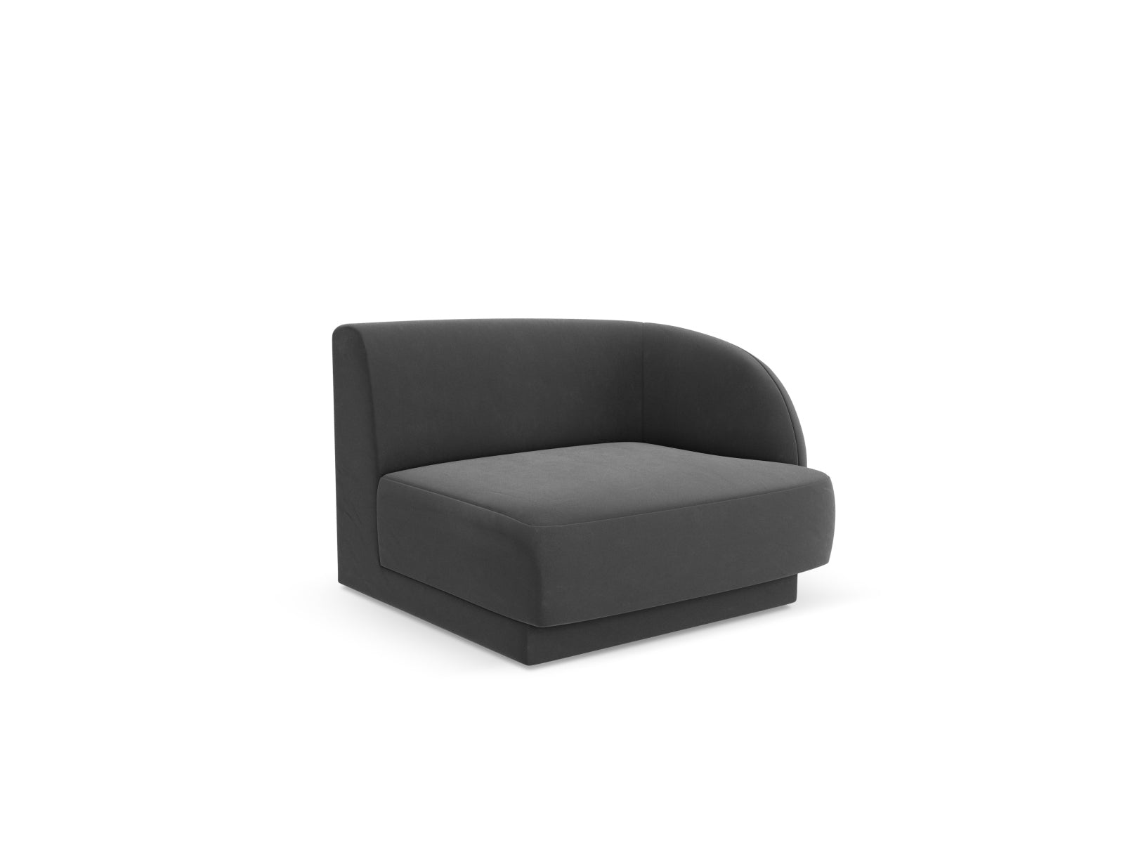 Elegantes Miley Velour Modul rechts 1 Sitzer in stilvollem Grau-Blau, ideal für moderne Wohnräume und vielseitige Sofa-Kombinationen.
