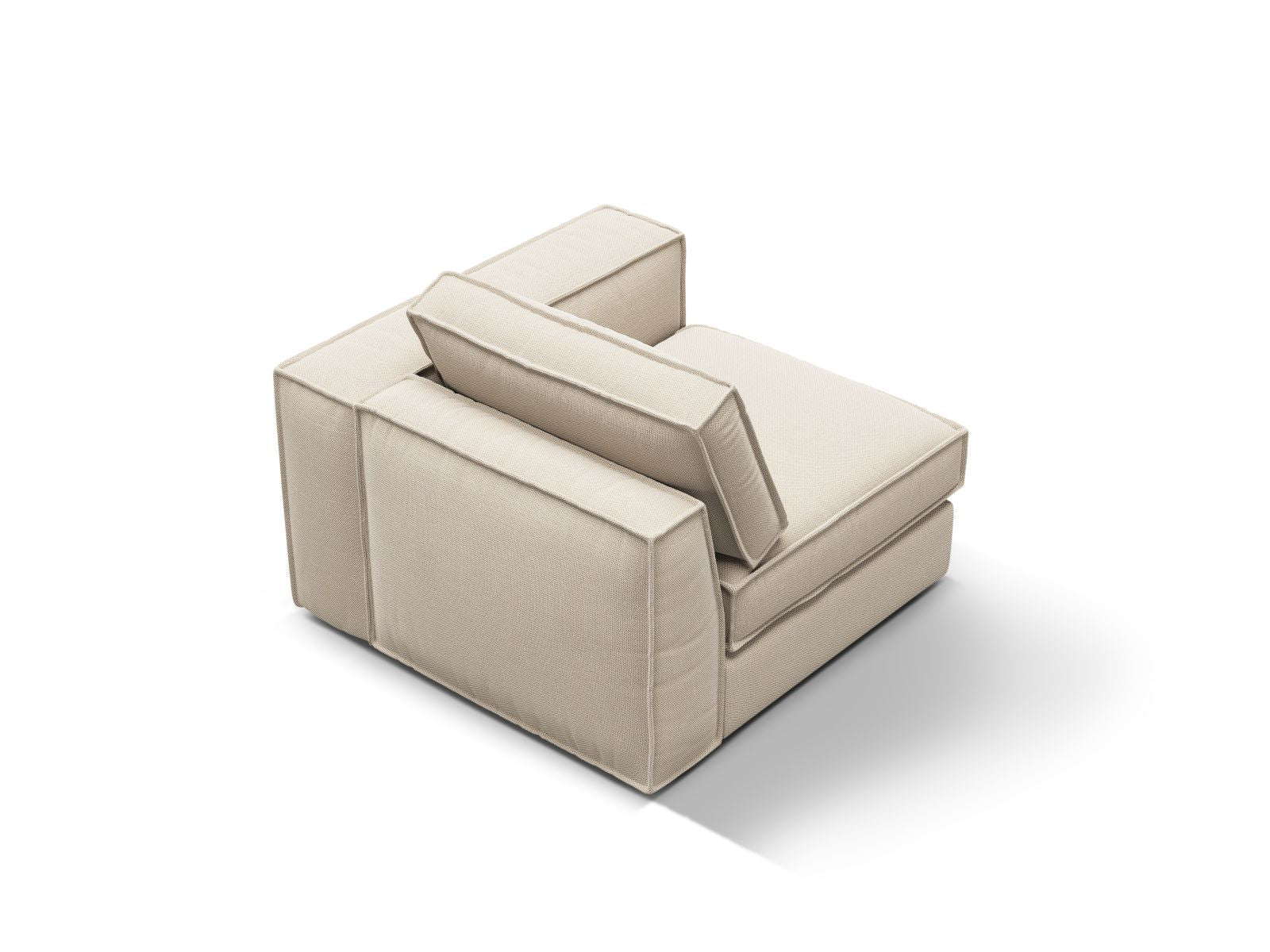 Rechtsseitiges 1-Sitzer Modul Pola in Beige von Micadoni, stilvoll und vielseitig, ideal für kreative Raumgestaltungen.
