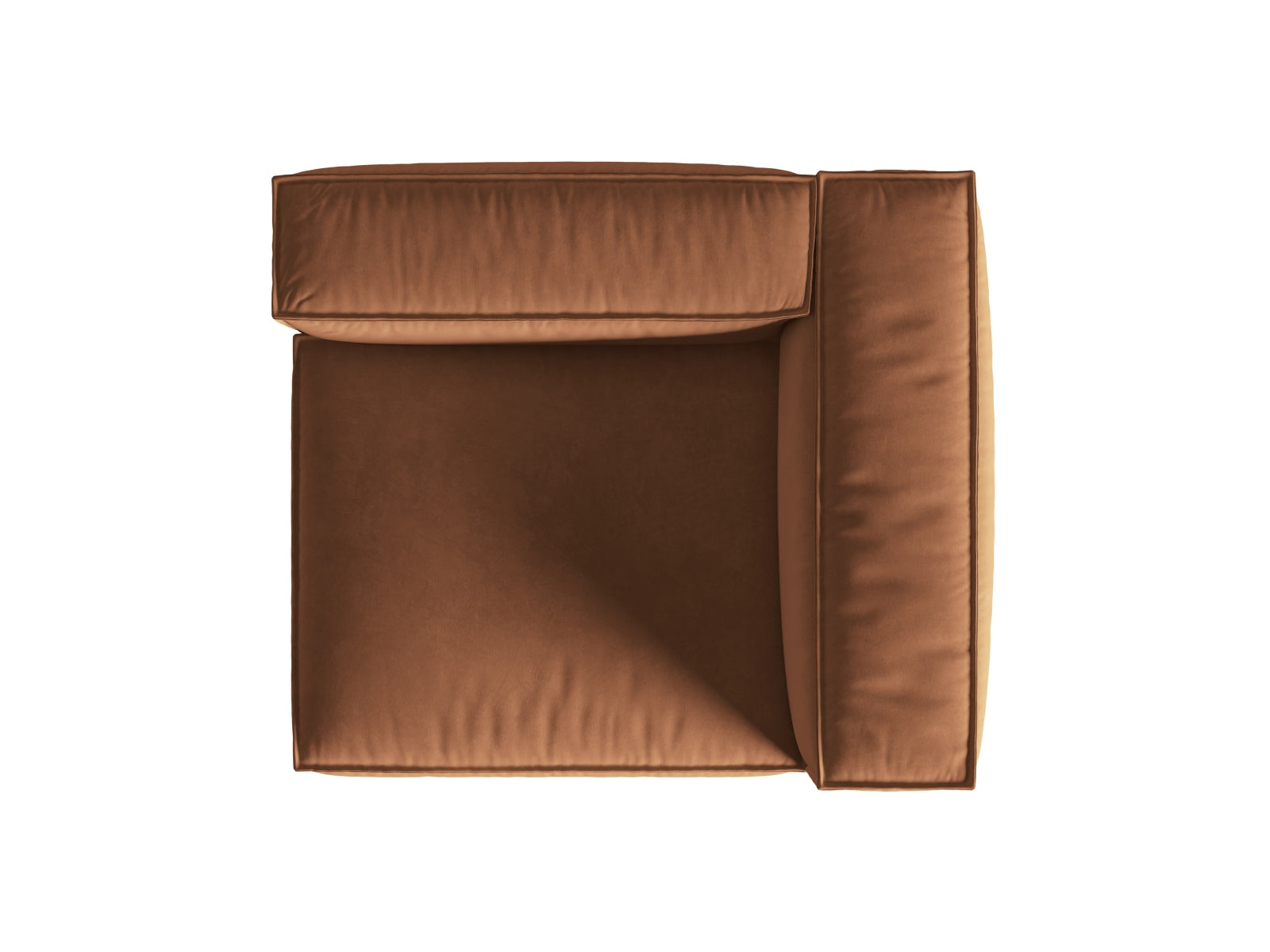 Elegantes Nuria Velour Sofa in sanftem Honigton, 1-Sitzer, ideal für stilvolle und flexible Wohnkonzepte.
