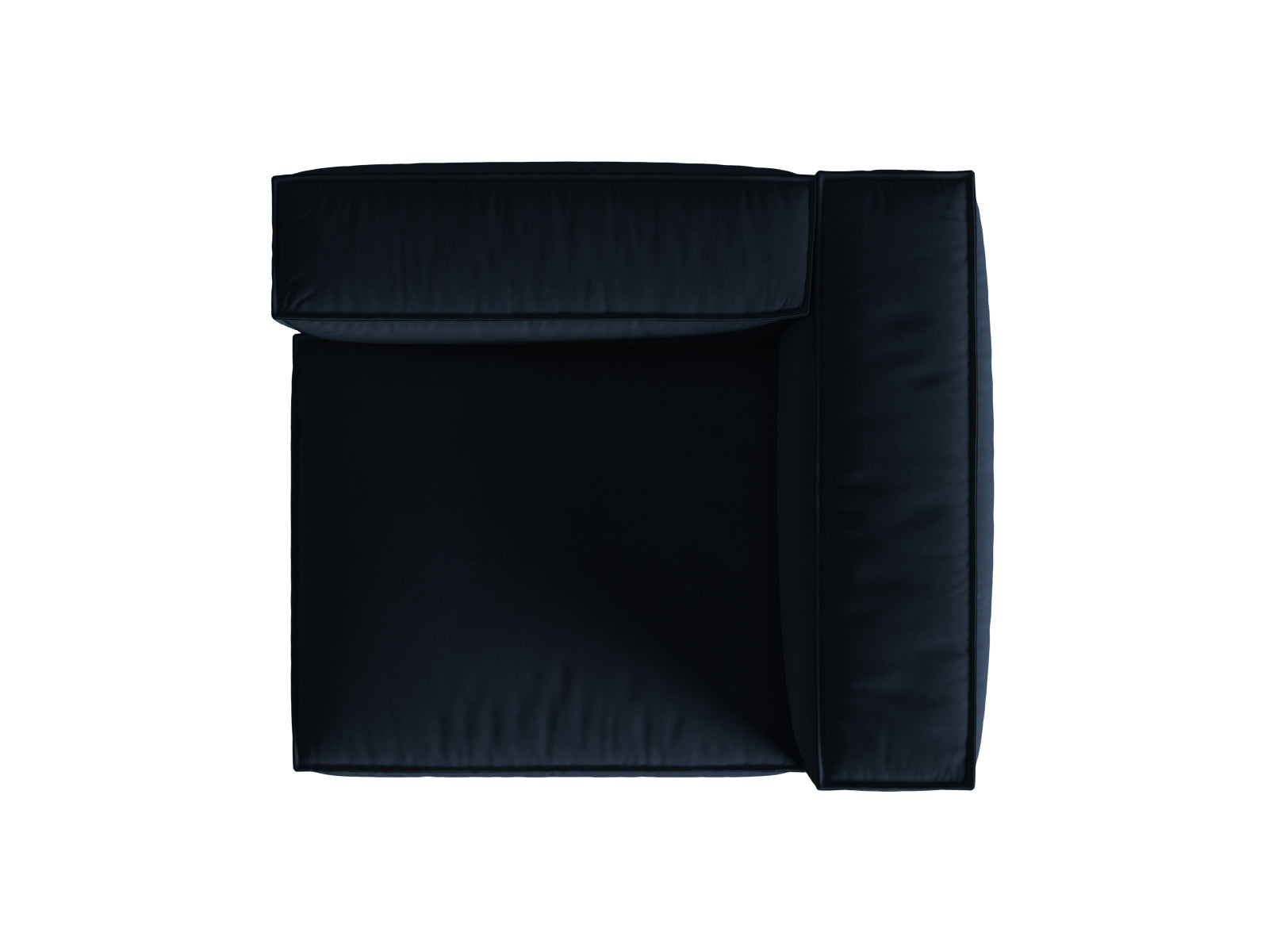 Elegantes Nuria Velour Modular Sofa, 1 Sitzer rechts in tiefem Blau, ideal für stilvolle Wohnräume. Hochwertige Verarbeitung von Micadoni.