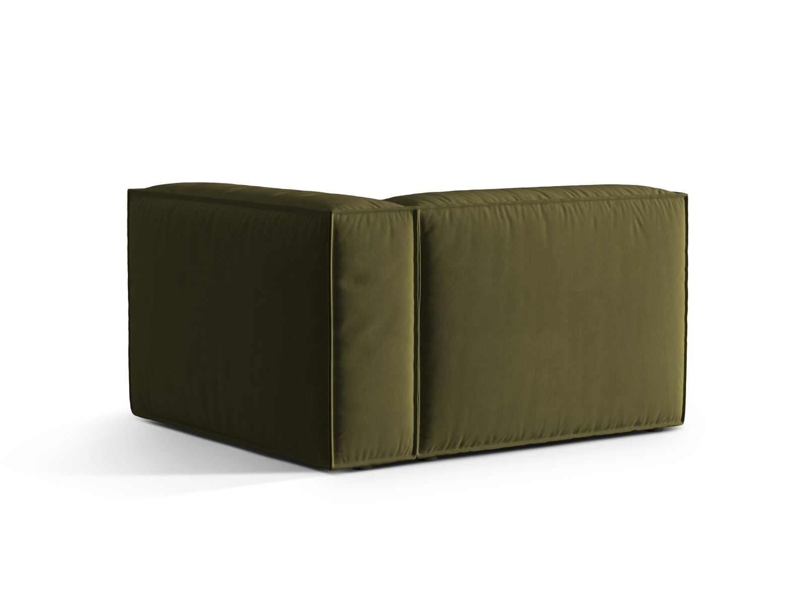 Stylisches Nuria Velour Modular Sofa, 1 Sitzer rechts in edlem Moosgrün, perfekt für zeitgemäße Inneneinrichtungen. Hochwertige Qualität von Micadoni.