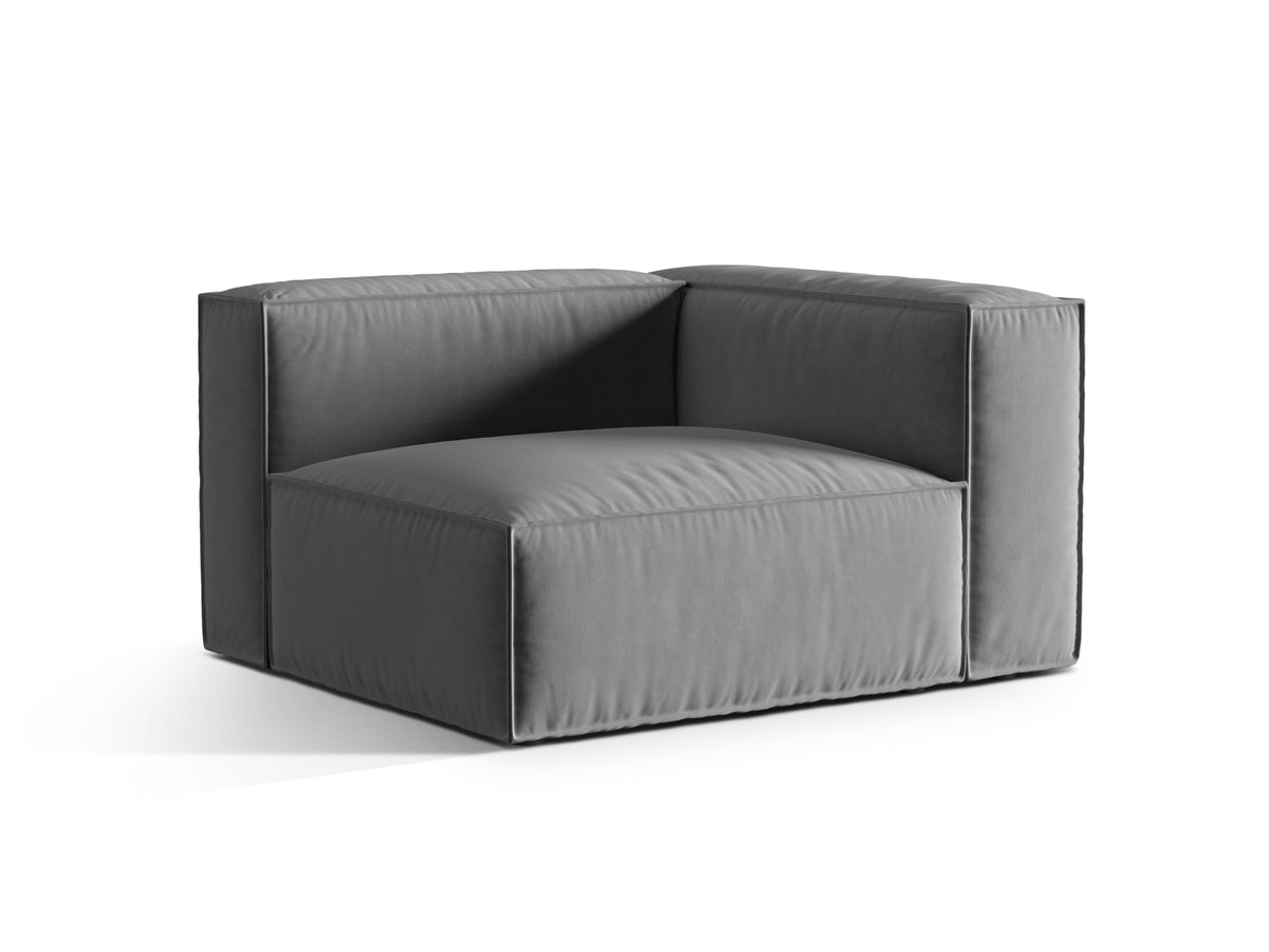 Nuria Velour Modular Sofa rechts 1 Sitzer in Grey-Paris präsentiert im Onlineshop von KAQTU Design AG. Modulares Sofa ist von Micadoni